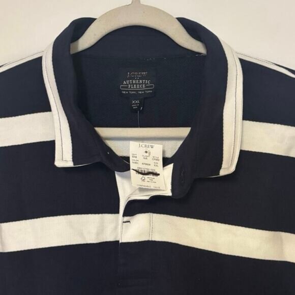 NWT J.Crew Striped Rugby Pullover Sweatshirt Navy White Size XXL - Picture 3 of 6